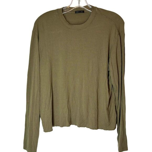 ATM Womens Top Medium Green Long Sleeve Ribbed Pullover basic layer modern - Picture 1 of 12